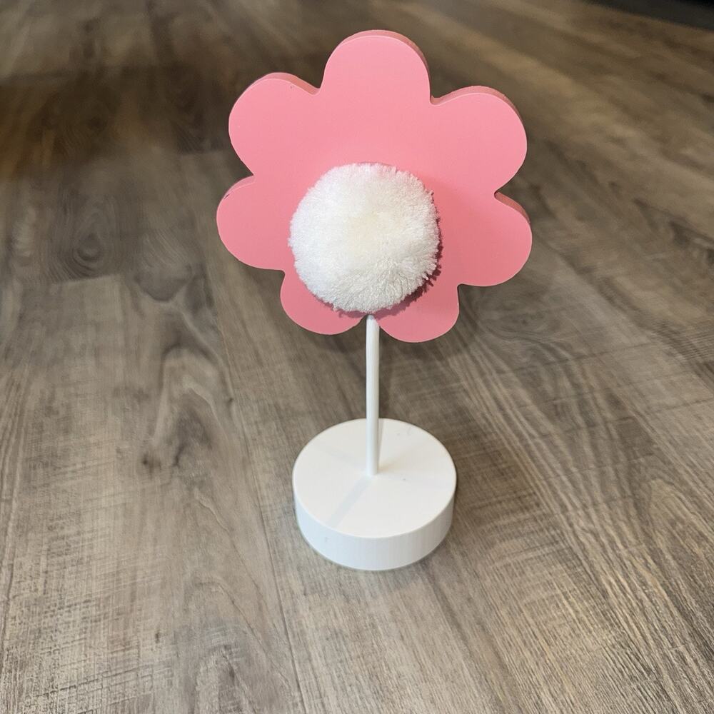 Hobby Lobby Pink Flower Pom Pom Table Decor 4.96 x 9.45 MDF Kids Room Spring
